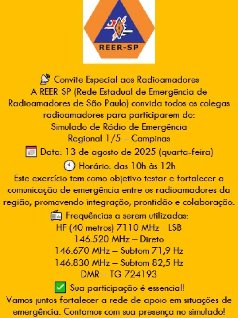 Radioamadores: Simulado de Emergência da REER-SP