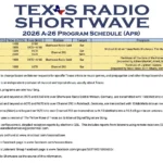 Grade de transmissões da Texas Radio Shortwave para abril de 2026