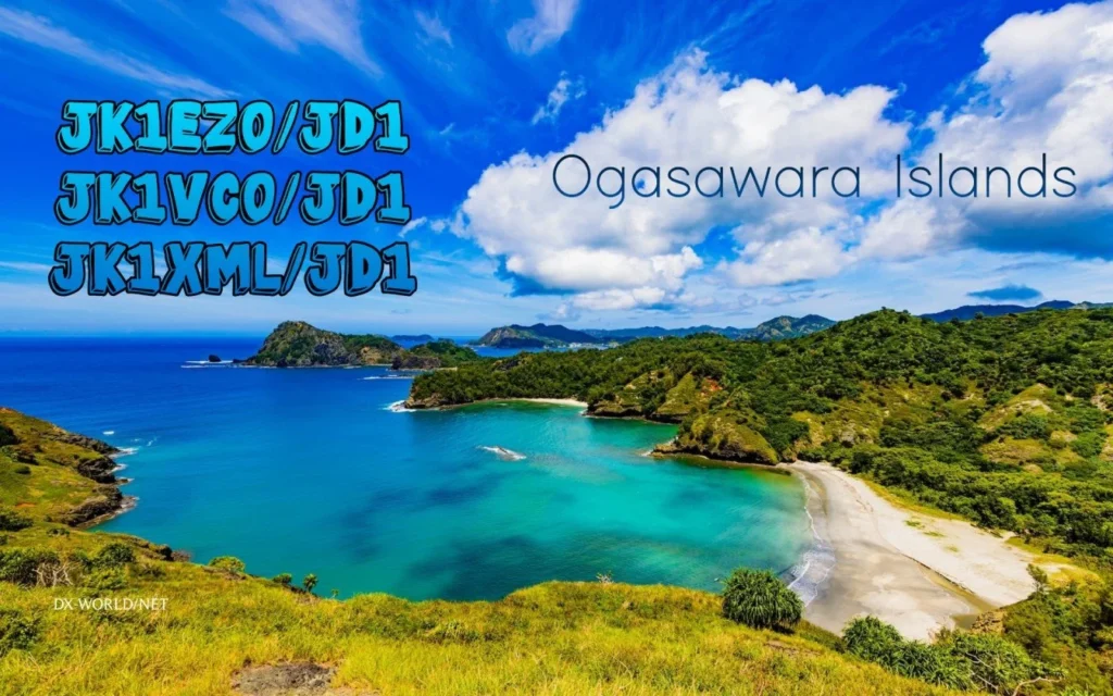 Vista das Ilhas Ogasawara com águas cristalinas e vegetação exuberante
