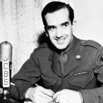 Edward R. Murrow em estúdio da CBS durante sua carreira histórica