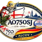 Logotipo do evento AO750SJ em homenagem a São Jorge