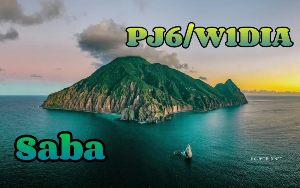 Ilha de Saba com a chamada PJ6/W1DIA destacada