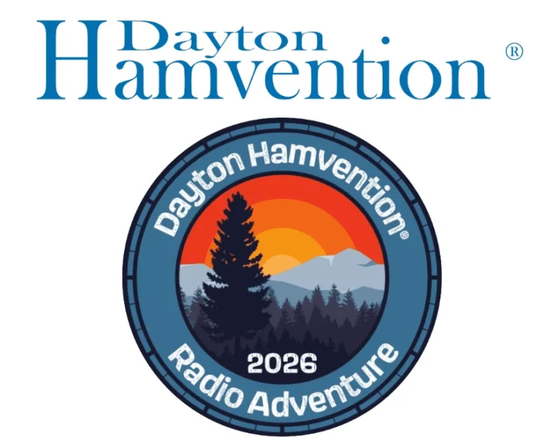 Logotipo do Hamvention 2026 com montanhas e pôr do sol
