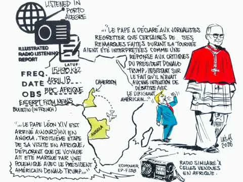 Carlos Latuff publica relatório ilustrado e gravação da transmissão da BBC África em 18 de abril de 2026 — veja a análise e o áudio