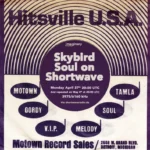 Anúncio do programa Skybird Soul na rádio shortwave em Hitsville, USA