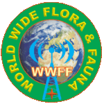 Logotipo do WWFF com o globo terrestre e torres de rádio