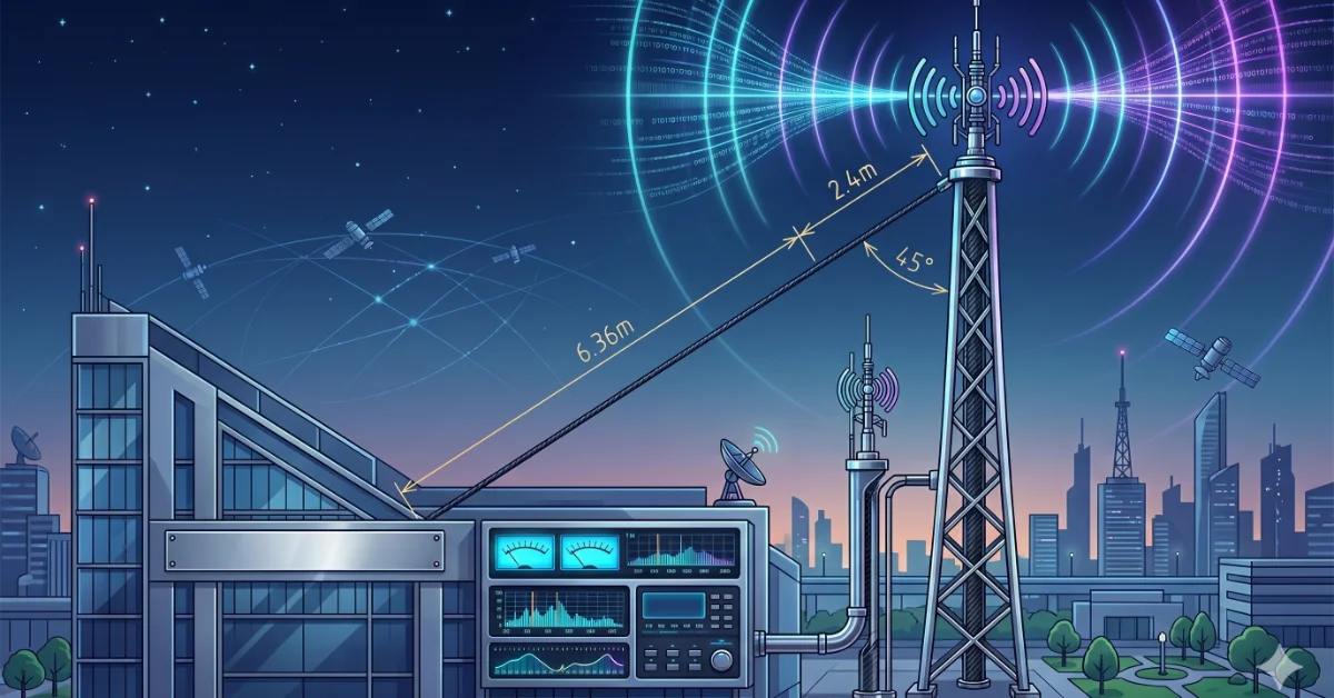 Projeto Sloper banda 10m: estai da torre como radiador