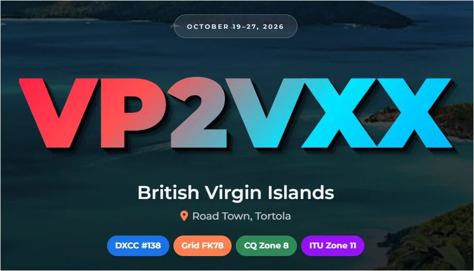 Radioamadores Brasileiros Anunciam Expedição DX para as Ilhas Virgens Britânicas em Outubro