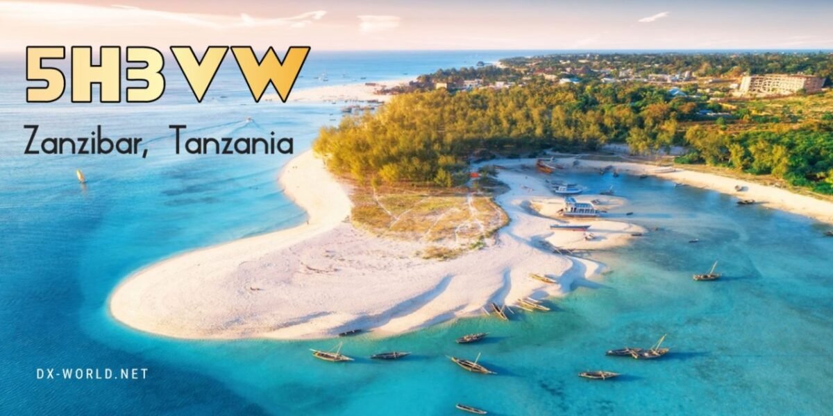Vista panorâmica de Zanzibar, destacando a operação 5H3VW
