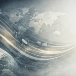 Mapa-múndi com ondas representando rádio ondas curtas Gana
