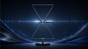 Antena Twin Delta montada com cabo coaxial conectado