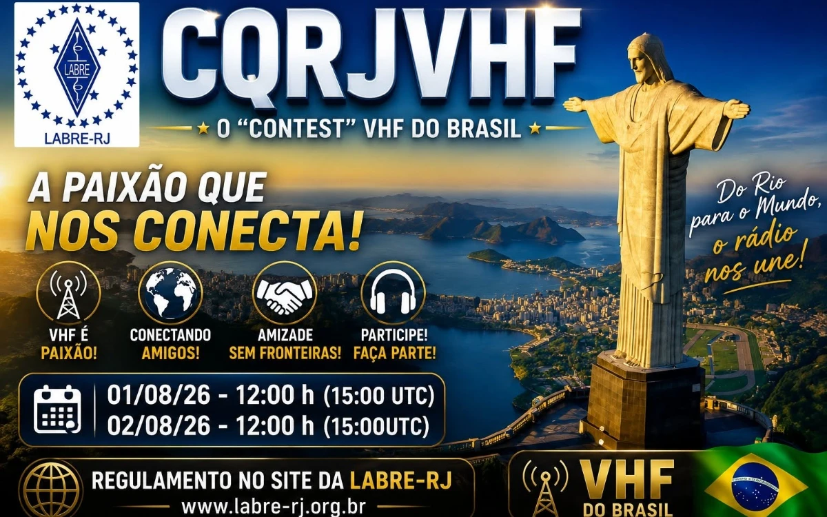 CQRJVHF 2026: Conteste Rio de Janeiro de VHF acontece em 1º e 2 de agosto