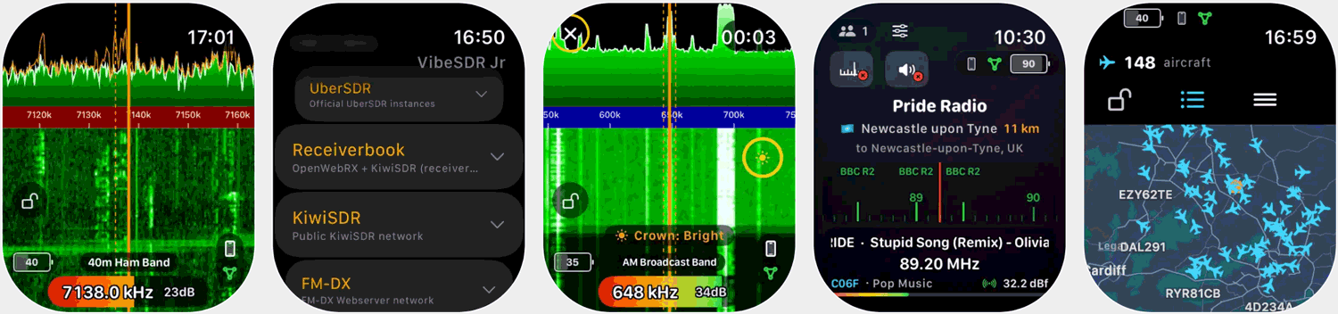 VibeSDR Jr no Apple Watch: guia para uso com SDR remoto